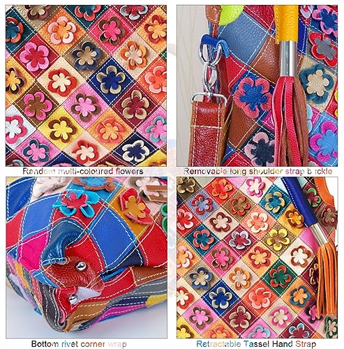 Segater Women's Multicolor Big Boston Bag Genuine Leather