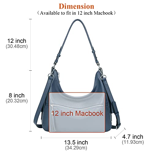 VIP Leather Hobo Tote Bag with Tassel (Indigo Blue)