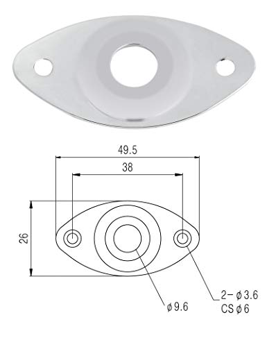 Curved Oval Output Jack Plate for Guitar/Bass Parts Chrome