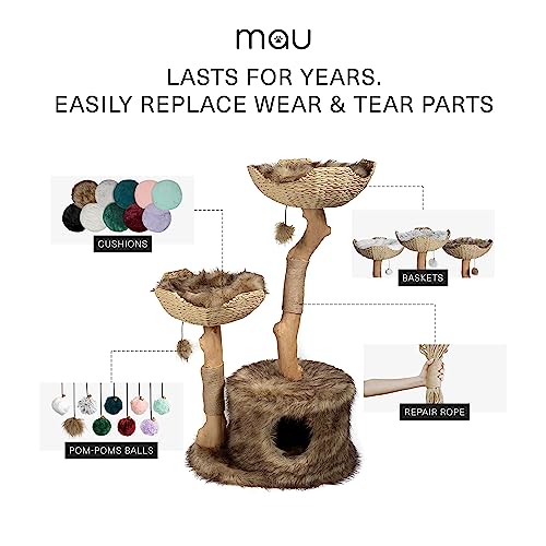 MAU Luxury Wood Cat Tower for Large Cats
