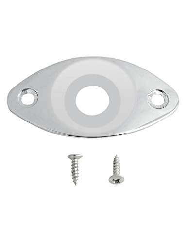 Curved Oval Output Jack Plate for Guitar/Bass Parts Chrome