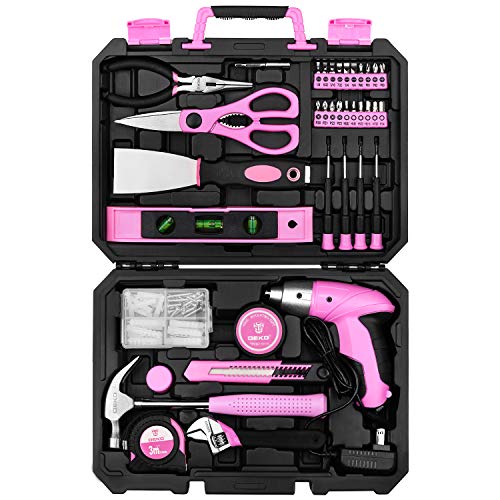 DEKO Pink Tool Set: 98 Piece Handy Toolbox