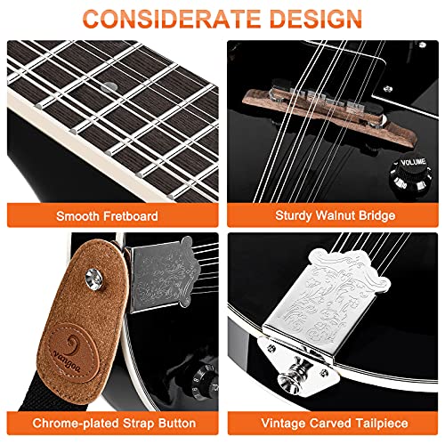 Vangoa Mandolin Acoustic Electric A Style Mahogany