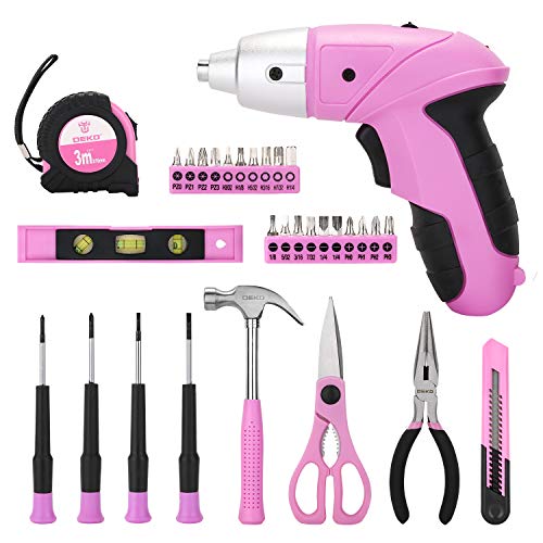 DEKO Pink Tool Set: 98 Piece Handy Toolbox