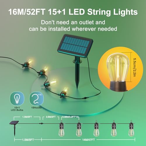 VIP Solar String Lights with Remote Control, Waterproof