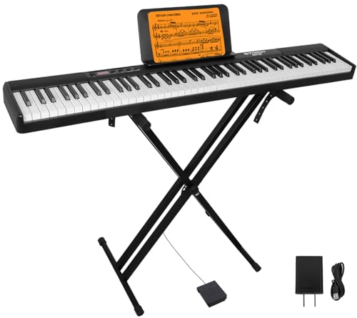 STRICH 88 Key Piano Keyboard Bundle in Black