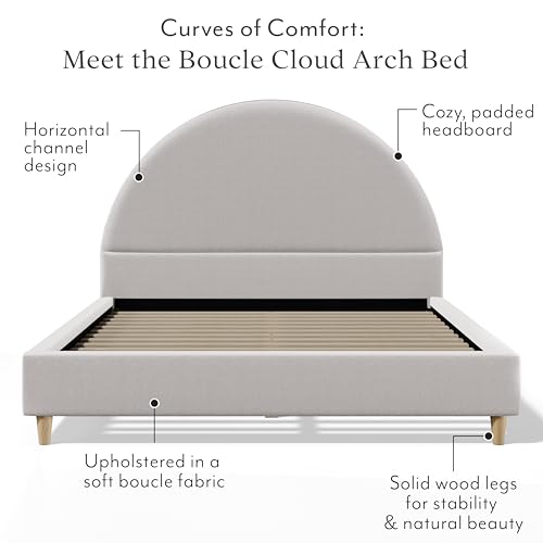 DG Casa Queen Boucle Upholstered Bed Frame, Modern Design