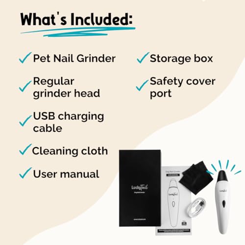 LuckyTail Dog Nail Grinder for VIP Dogs, Rechargeable