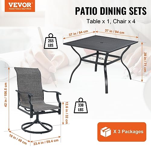 Outdoor Iron Patio Dining Set with Swivel Chairs