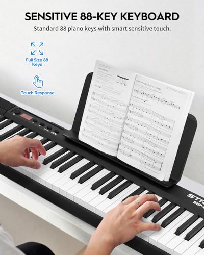 STRICH 88 Key Piano Keyboard Bundle in Black