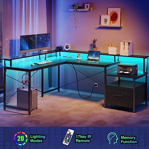 Rolanstar 68" L Shaped VIP Computer Desk, Black