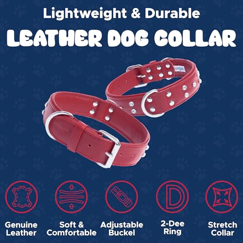 Stylish Red Rhinestone Leather Dog Collar | VIP Collection
