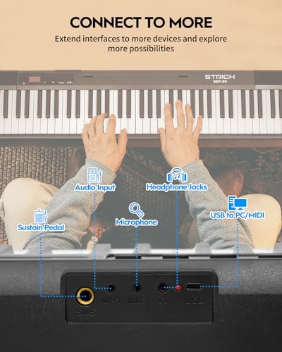 STRICH 88 Key Piano Keyboard Bundle in Black