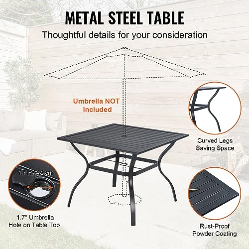 Outdoor Iron Patio Dining Set with Swivel Chairs