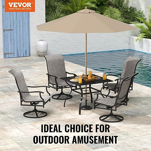 Outdoor Iron Patio Dining Set with Swivel Chairs