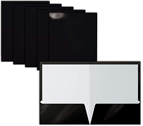 25 Glossy Black Office Paper Folders VIP Collection