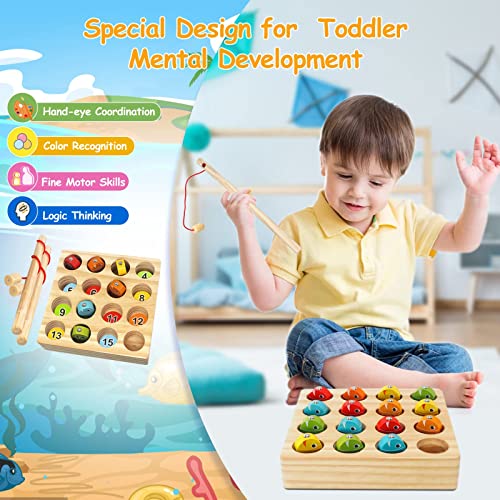 FLITI Wooden Magnetic Fishing Game for Montessori Kids