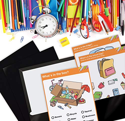 25 Glossy Black Office Paper Folders VIP Collection