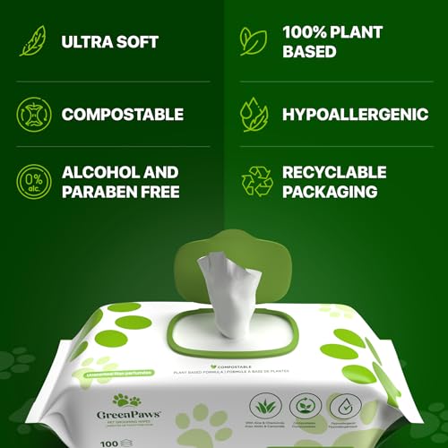 Plant-Based Green Paws Orchid Scented Grooming Wipes (400 Count)