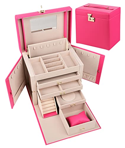 SANSREPONSE Large Jewelry Box Organizer with Mirror Lock