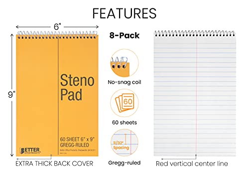 8 Pack of Gregg Rule Steno Pads