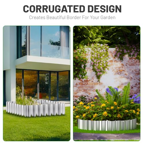 Flexible Galvanized Steel Landscape Edging - Set of 20