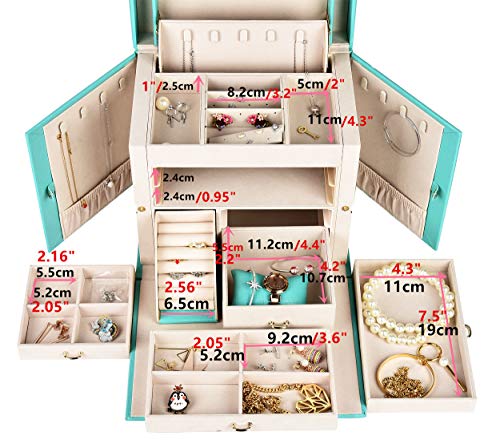 SANSREPONSE Large Jewelry Box Organizer with Mirror Lock