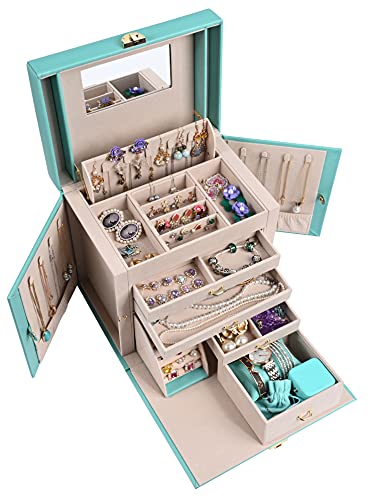 SANSREPONSE Large Jewelry Box Organizer with Mirror Lock