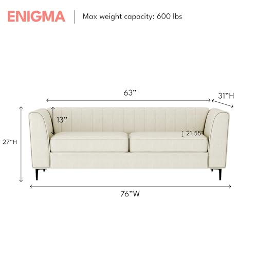 Aykah Modern Upholstered 3 Seater Sofa with Tufting