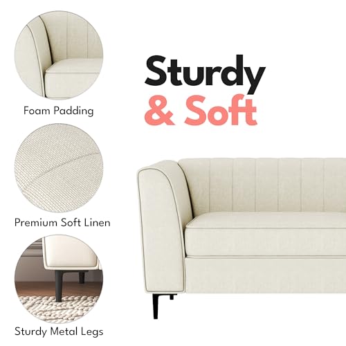 Aykah Modern Upholstered 3 Seater Sofa with Tufting