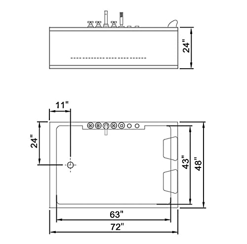 72" Acrylic Alcove Whirlpool Hydromassage Bathtub SPA Set