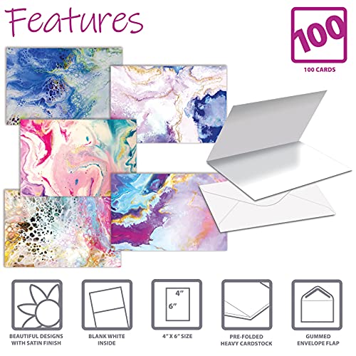 100-Pack Assorted Greeting Cards with Abstract Art Designs