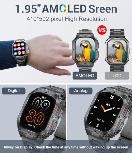 LIGE Smart Watch Men's Bluetooth Call Military HD Smartwatch