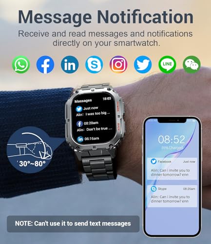 LIGE Smart Watch Men's Bluetooth Call Military HD Smartwatch