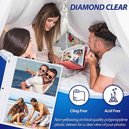 VIP 5x7 Inch Photo Binder Refill Sheets, Diamond Clear