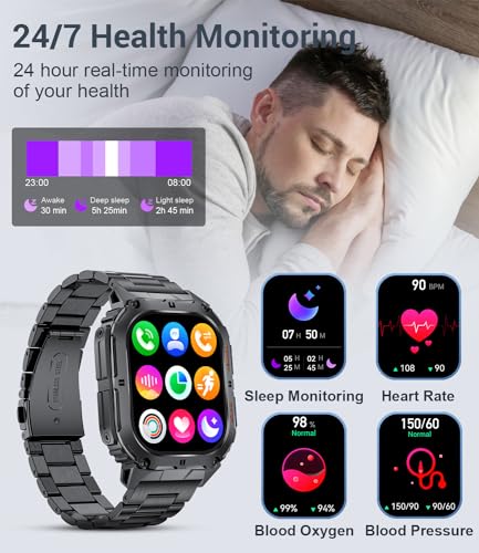 LIGE Smart Watch Men's Bluetooth Call Military HD Smartwatch