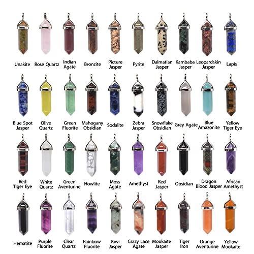 24pc All Natural Crystal Healing Hexagonal Gemstone Pendant