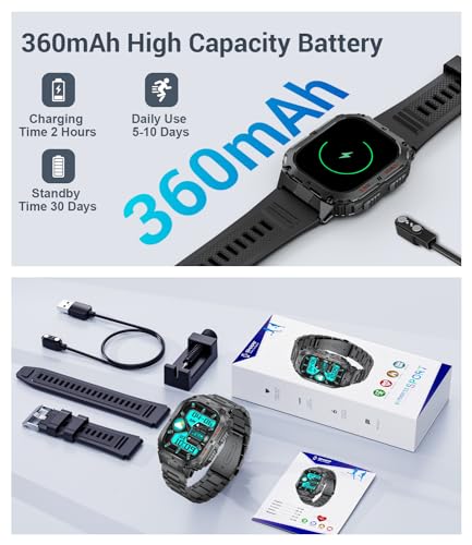 LIGE Smart Watch Men's Bluetooth Call Military HD Smartwatch