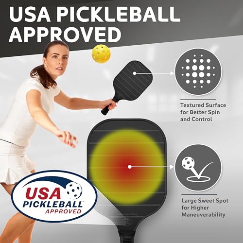 USA Pickleball Approved Textured Carbon Fiber Paddles Set