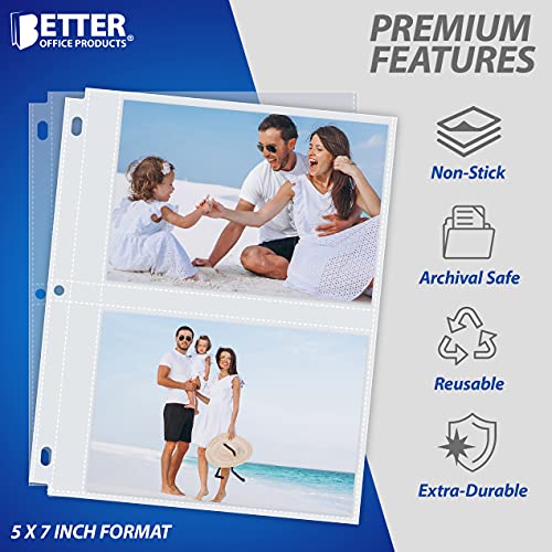 VIP 5x7 Inch Photo Binder Refill Sheets, Diamond Clear