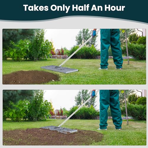 Dremmt Lawn Leveling Rake with Stainless Steel Handle