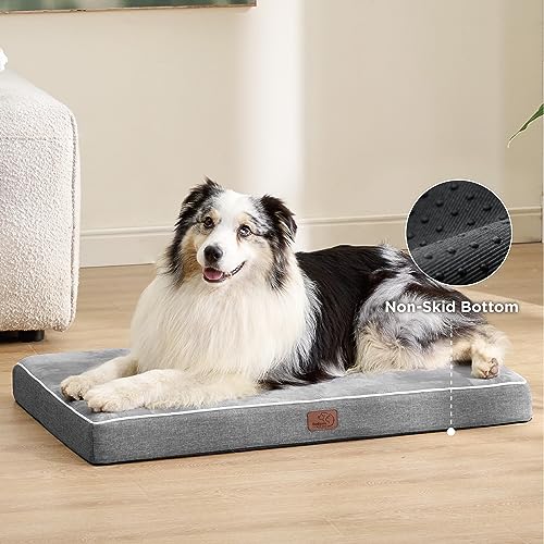 Orthopedic Large Dog Bed with Memory Foam (Light Grey)