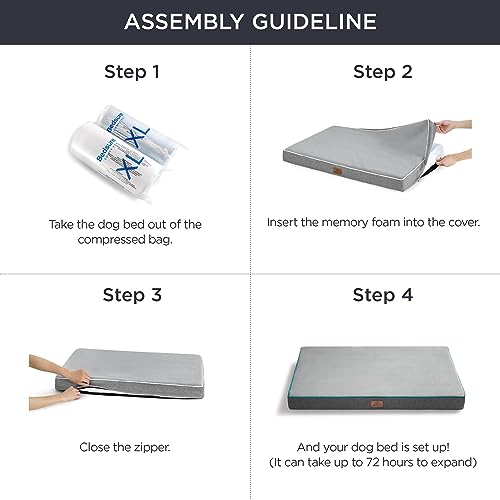 Orthopedic Large Dog Bed with Memory Foam (Light Grey)