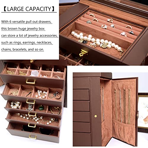 AKOZLIN Lockable Jewelry Box with Mirror & Drawers