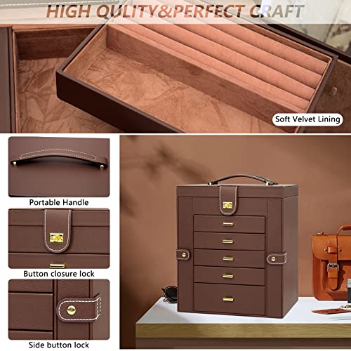 AKOZLIN Lockable Jewelry Box with Mirror & Drawers