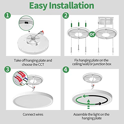 VIP 4 Pack LED Ceiling Lights, 24W, 3000K-6000K