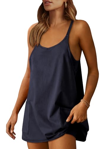 ANRABESS Women's Navy Blue Mini Romper Dress Tennis