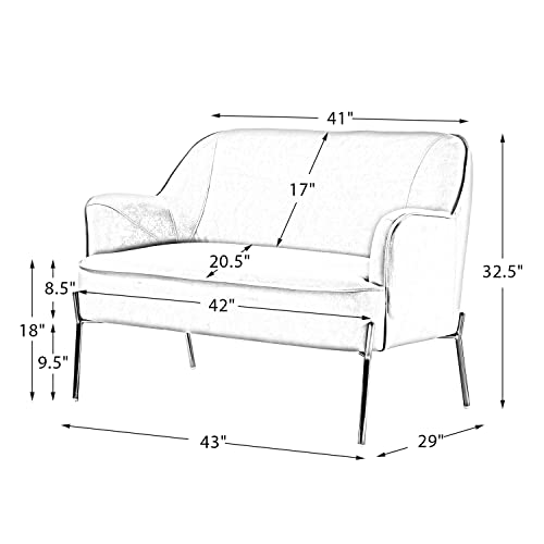 Black Velvet Loveseat Sofa with Golden Metal Legs