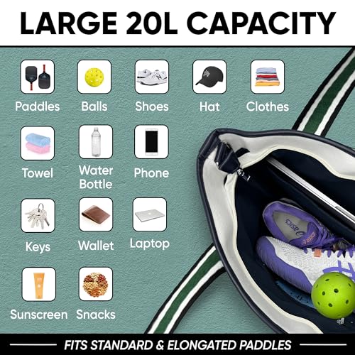 Designer Women's Pickleball Tote Bag in Nautical Navy