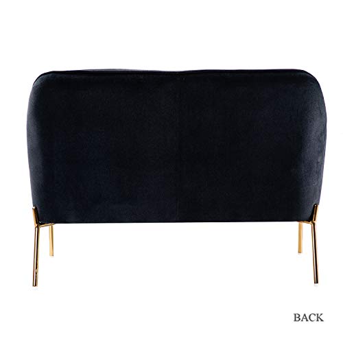 Black Velvet Loveseat Sofa with Golden Metal Legs
